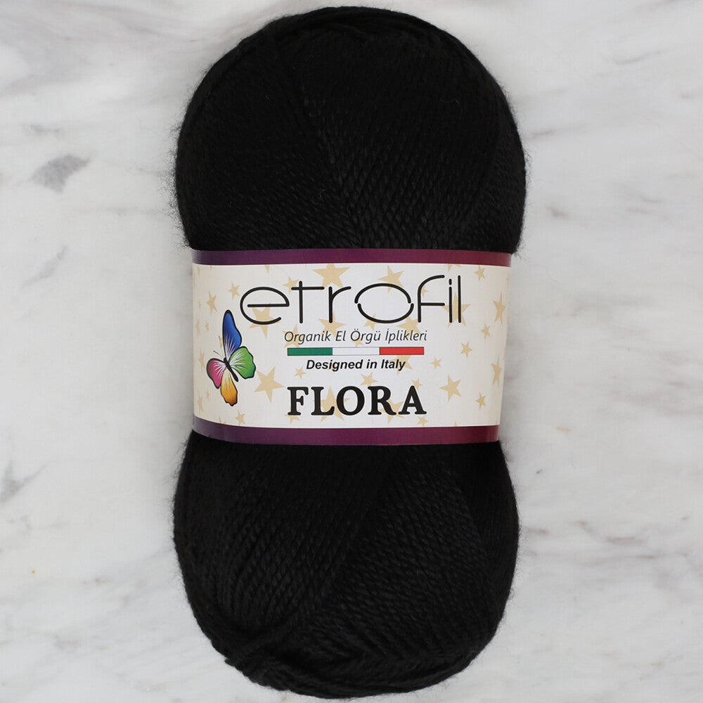 Etrofil Flora Knitting Yarn, Black - 70968