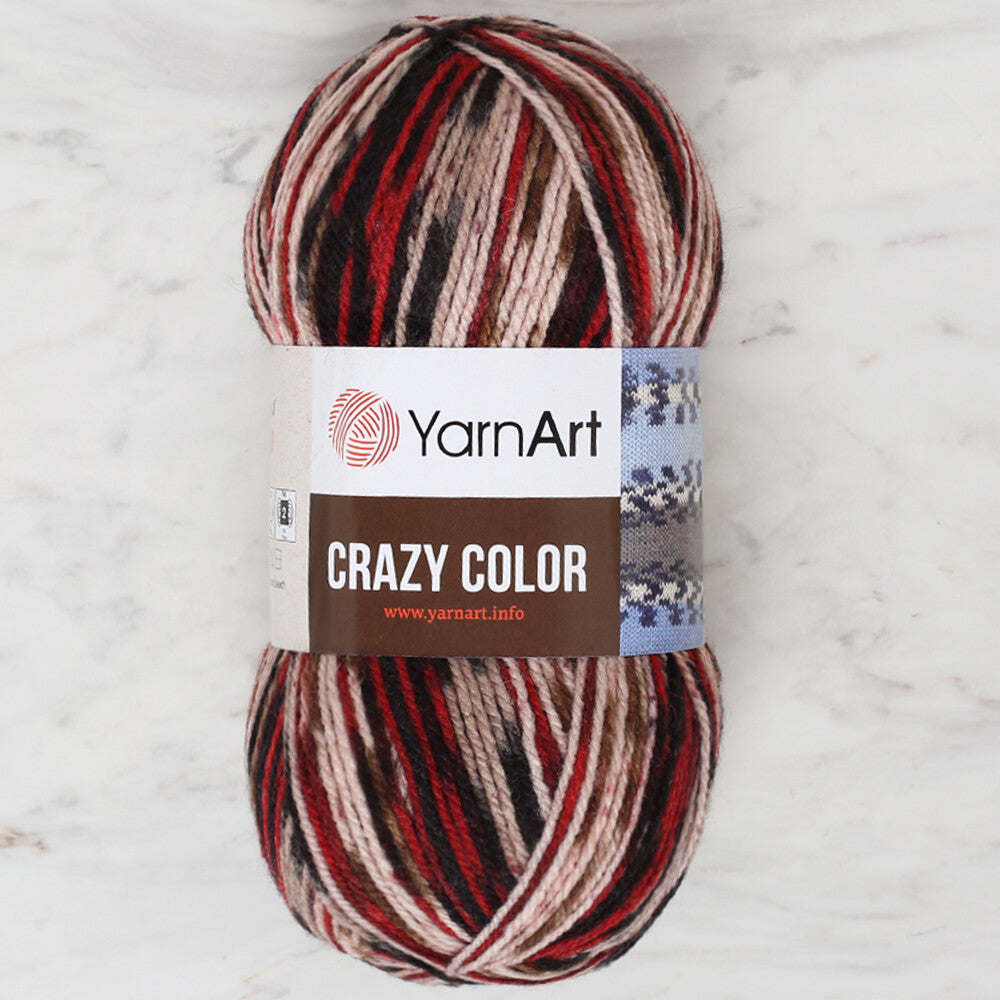 YarnArt Crazy Color Knitting Yarn, Variegated - 156