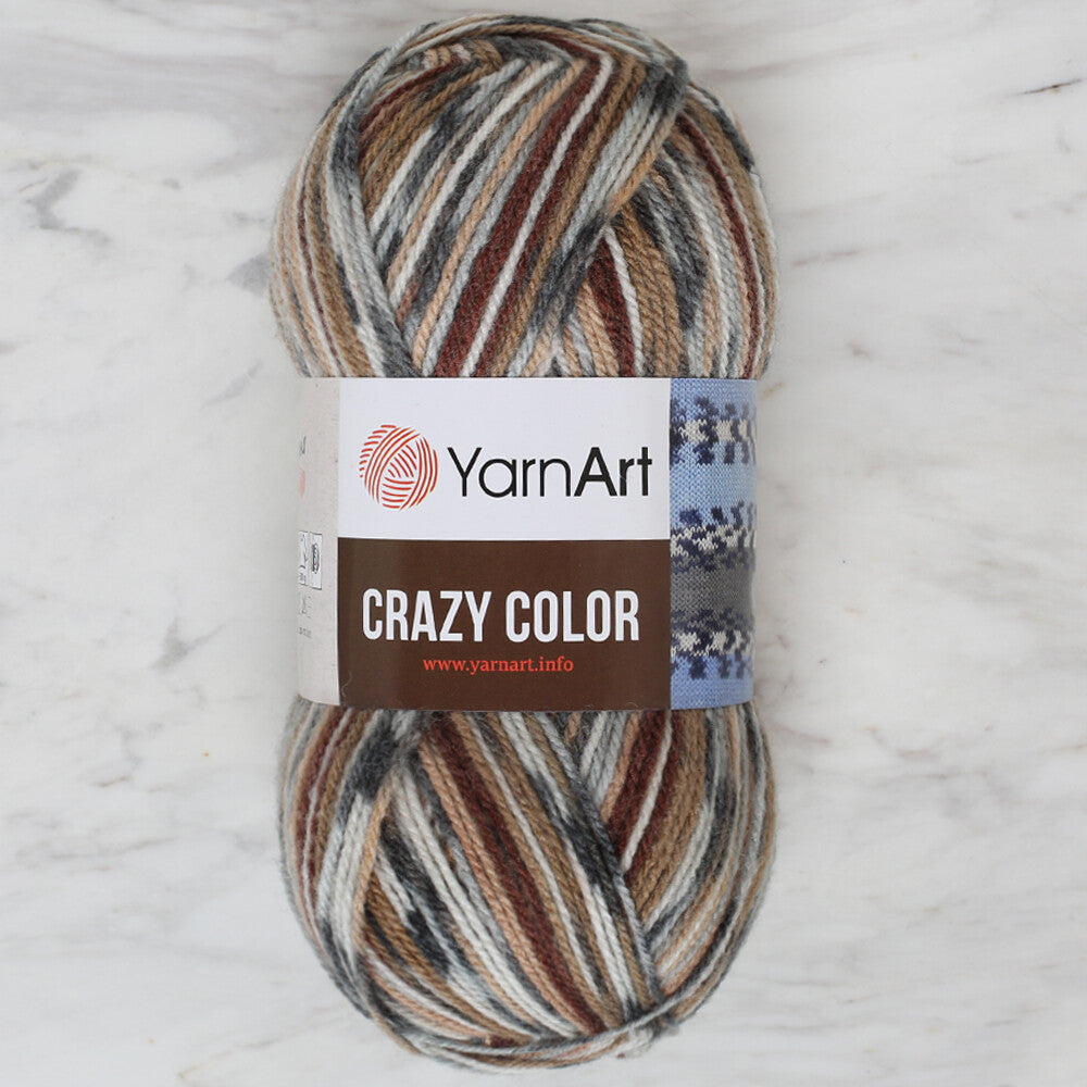 YarnArt Crazy Color Knitting Yarn, Variegated - 158