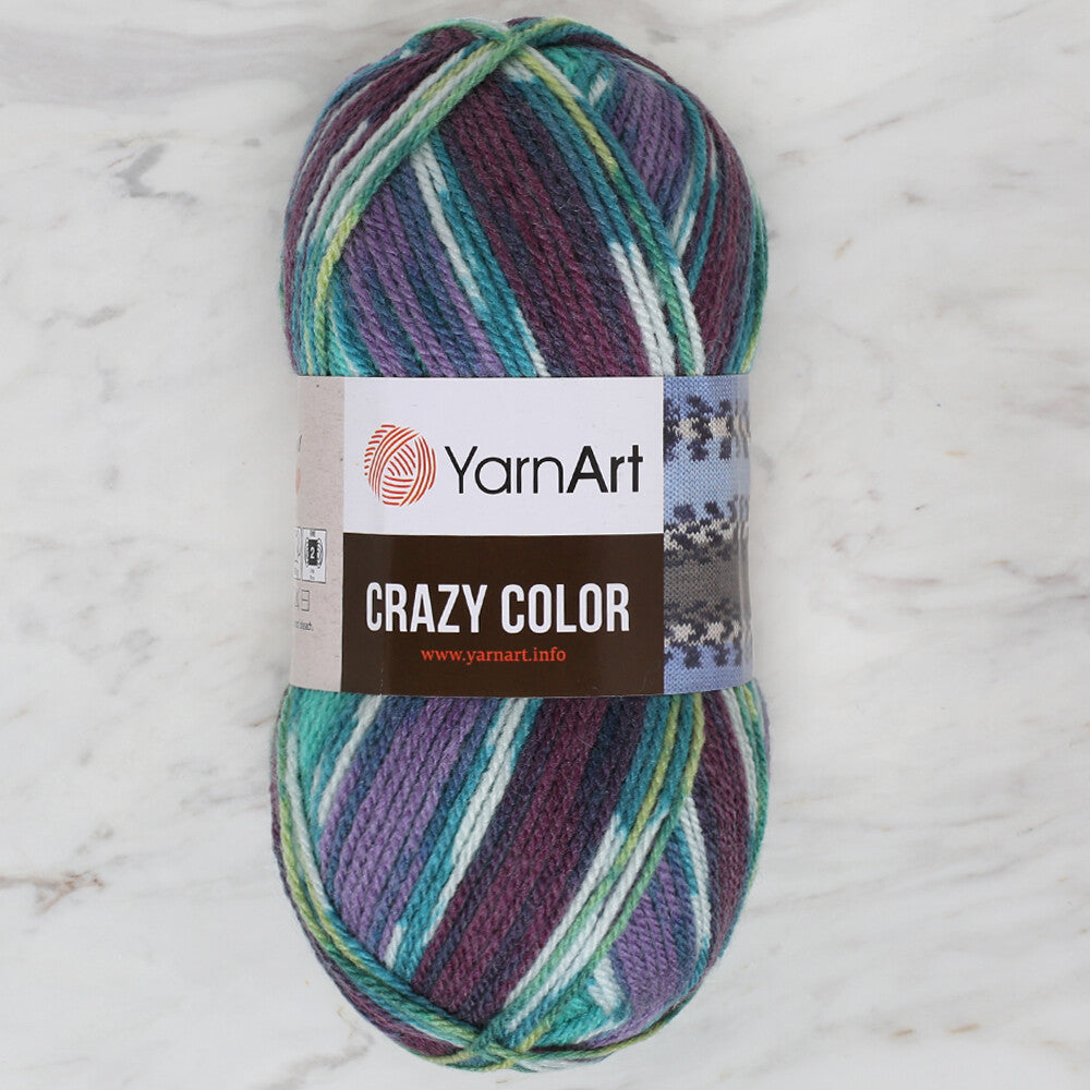 YarnArt Crazy Color Knitting Yarn, Variegated - 178