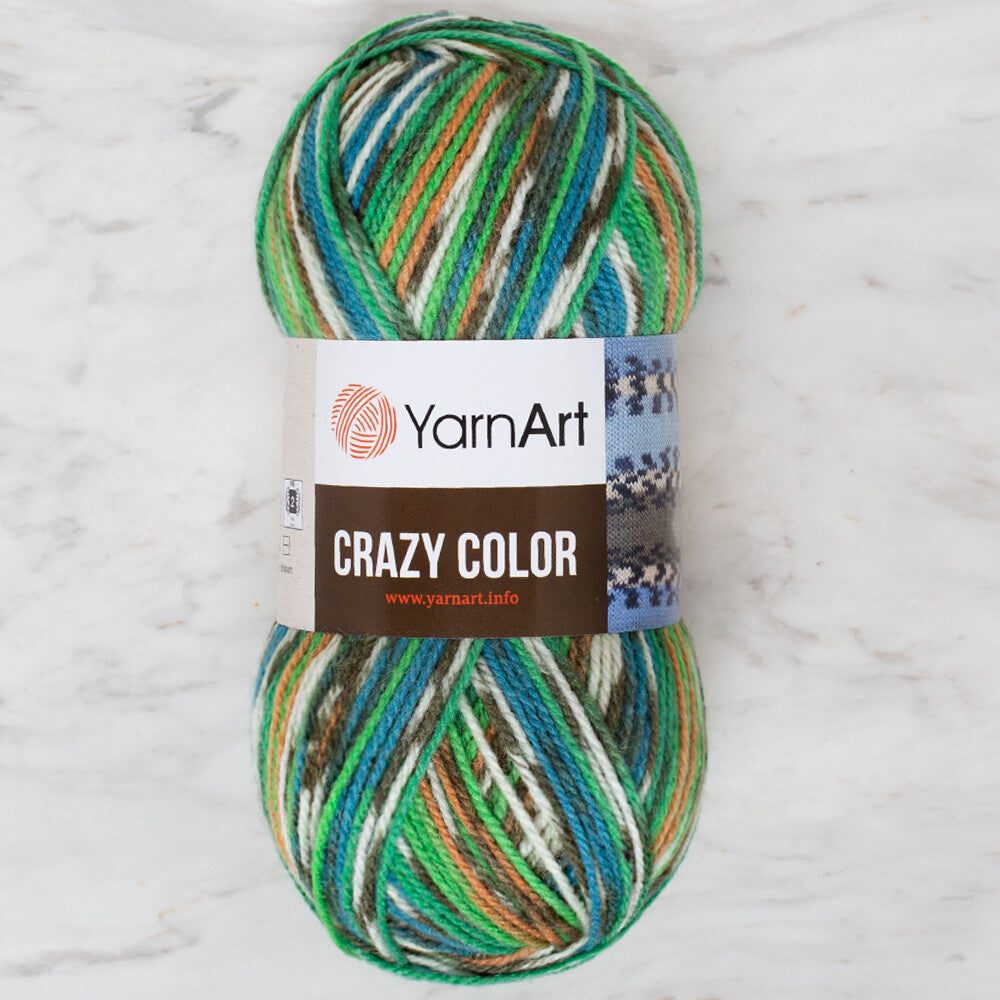 YarnArt Crazy Color Knitting Yarn, Variegated - 177