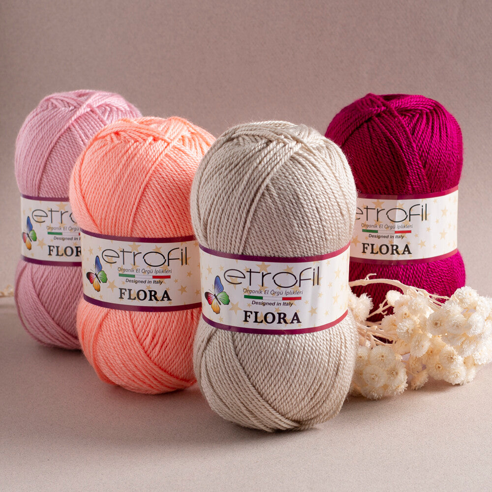 Etrofil Flora Knitting Yarn, Pinkish Orange - 72004