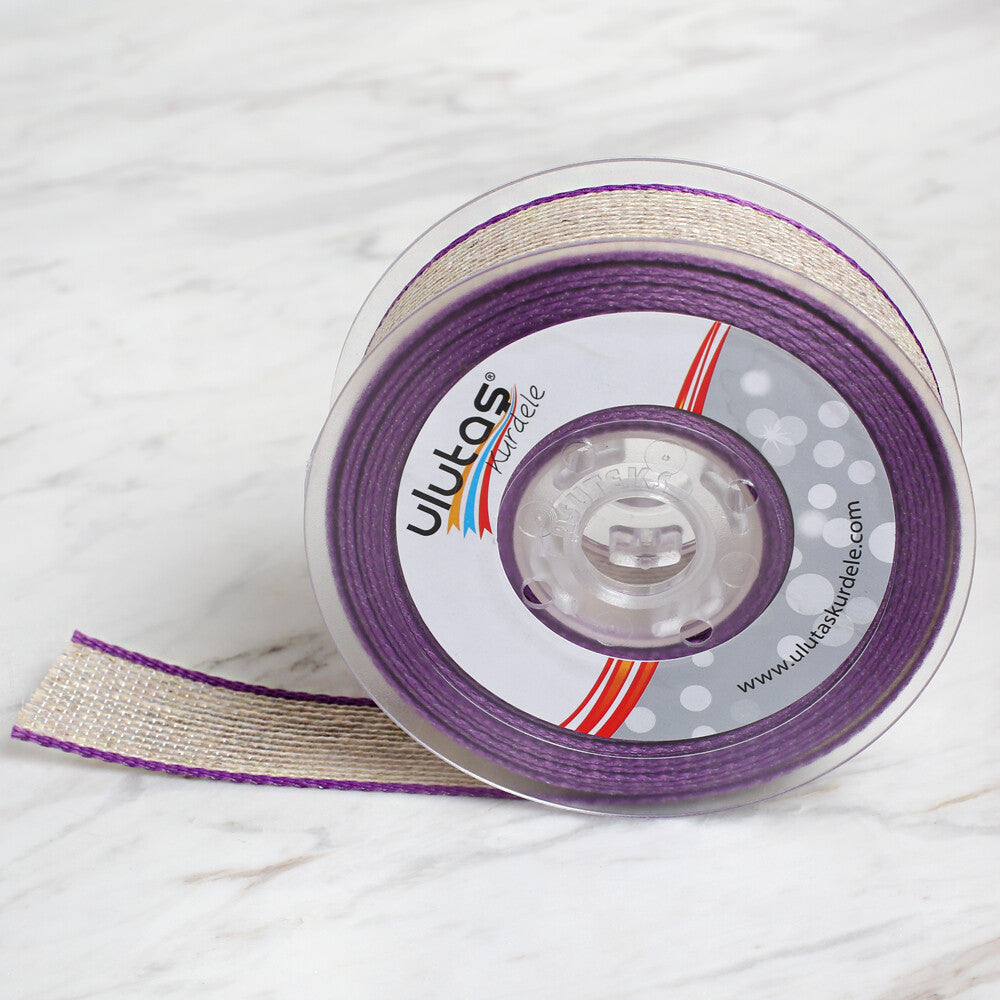Ulutaş 2.5 cm 10 m Linen Ribbon, Purple
