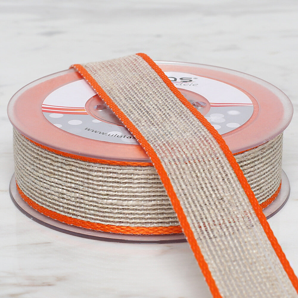 Ulutaş 2.5 cm 10 m Linen Ribbon, Orange