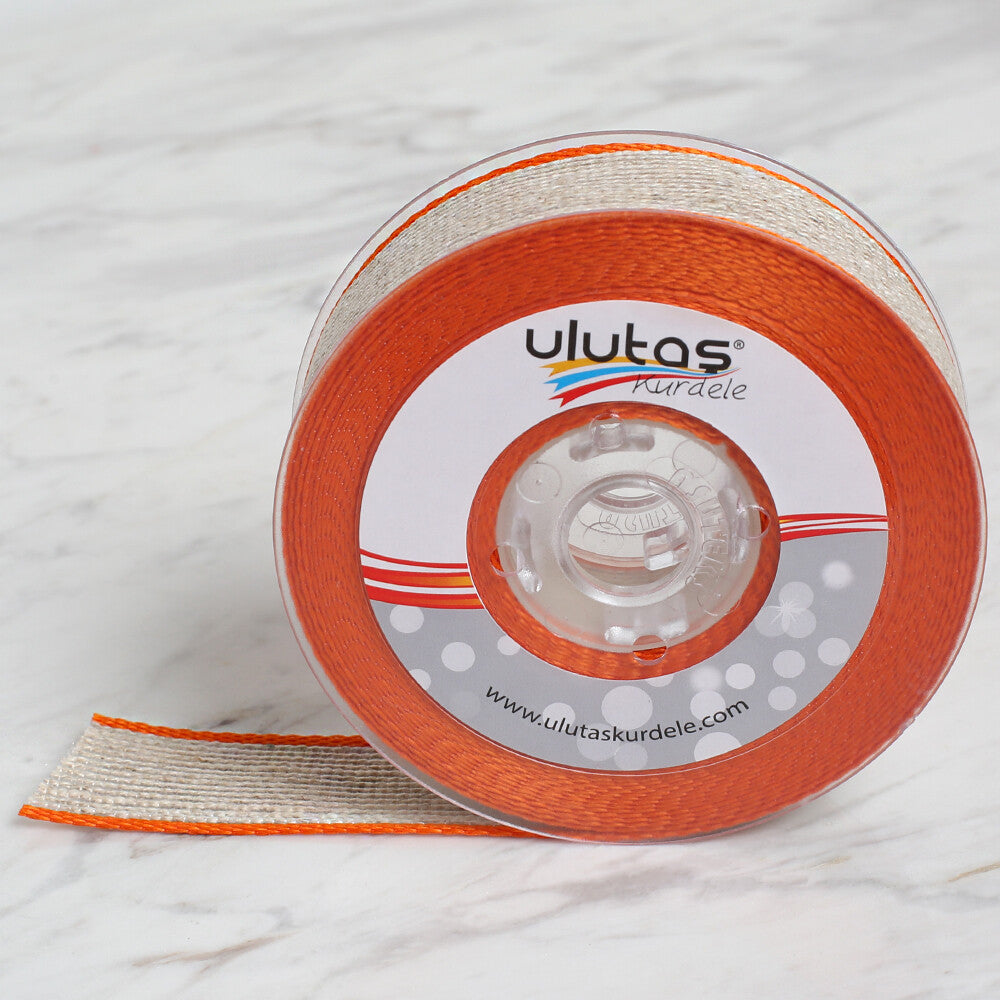 Ulutaş 2.5 cm 10 m Linen Ribbon, Orange