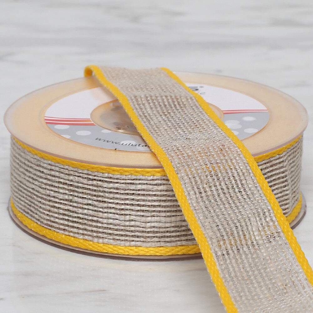 Ulutaş 2.5 cm 10 m Linen Ribbon, Yellow