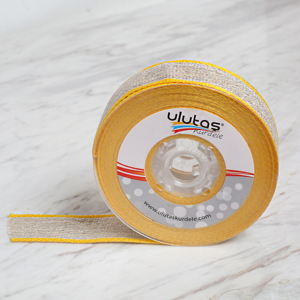 Ulutaş 2.5 cm 10 m Linen Ribbon, Yellow