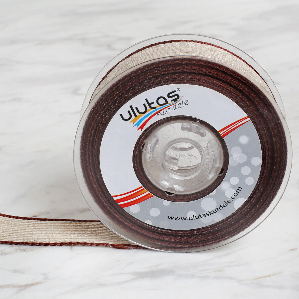Ulutaş 2.5 cm 10 m Linen Ribbon, Brown