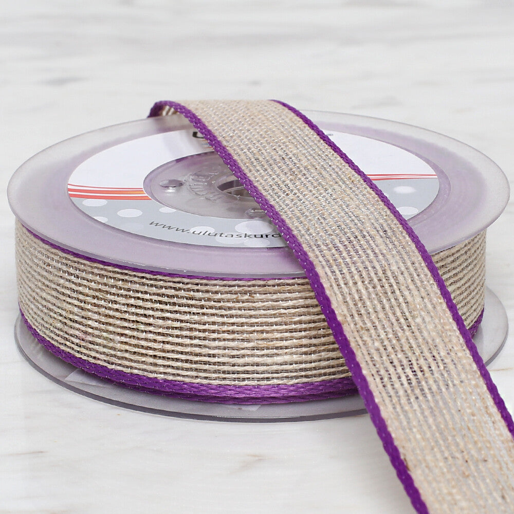 Ulutaş 2.5 cm 10 m Linen Ribbon, Lilac