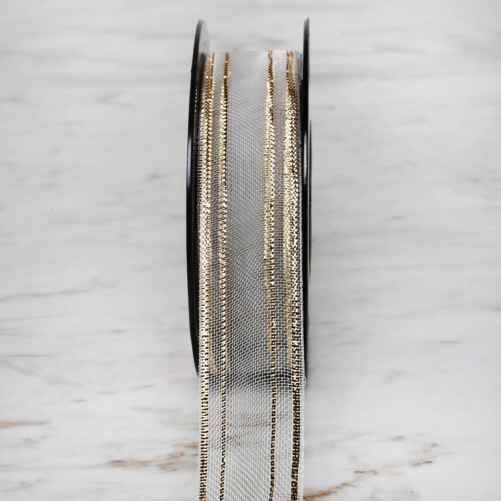 Önel 2.5 cm 20 m Silver Glittery Chifon Ribbon