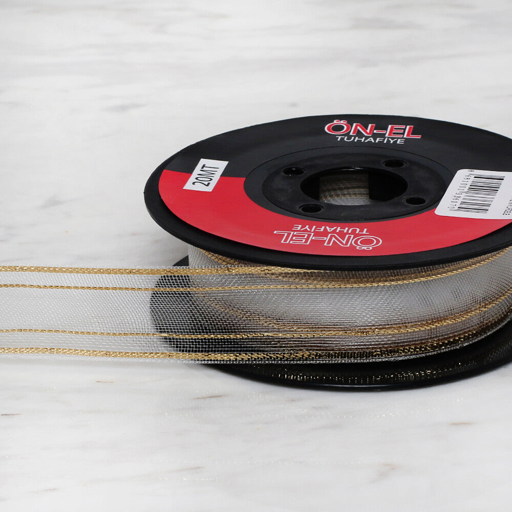 Önel 2.5 cm 20 m Silver Glittery Chifon Ribbon