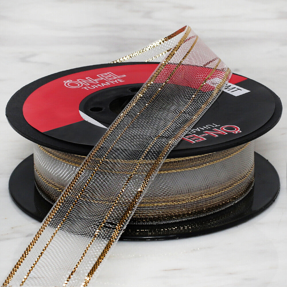 Önel 2.5 cm 20 m Silver Glittery Chifon Ribbon