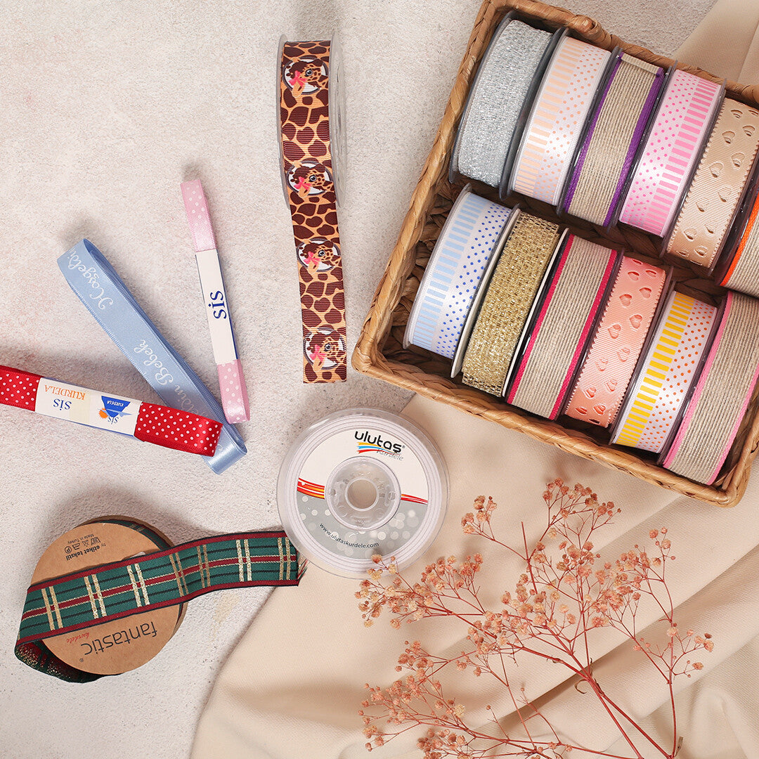 Ulutaş 2.5 cm 10 m Linen Ribbon, Pink