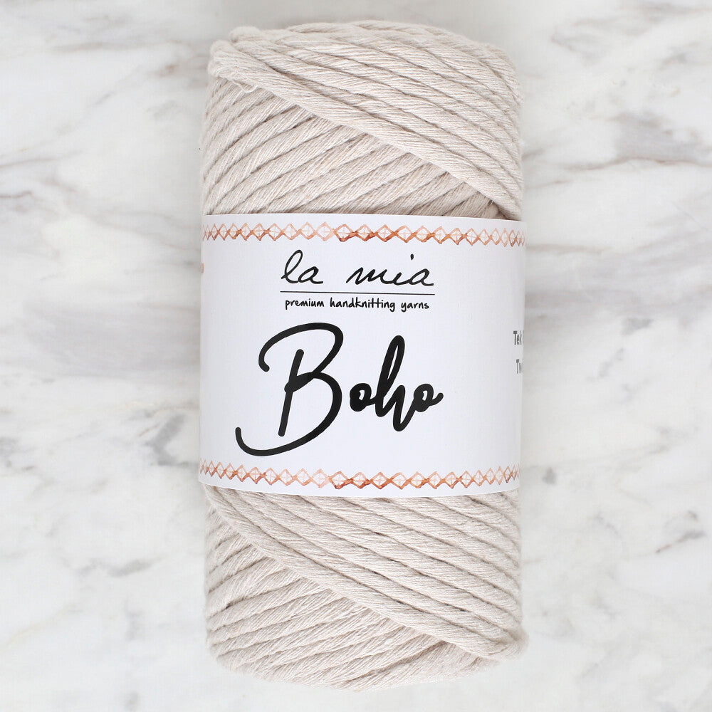 La Mia Boho Cotton Macrame Cord, Cream - L002