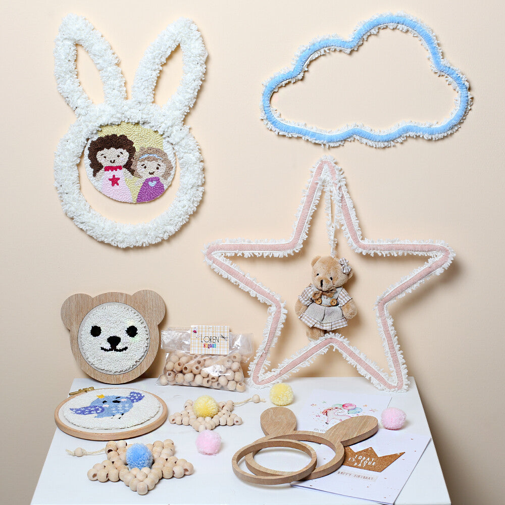 Loren Crafts Bunny Shaped Wooden Embroidery Hoop