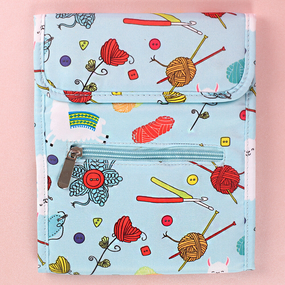 Loren Patterned Knitting Tote Small Organizer Bag, Blue - EB031