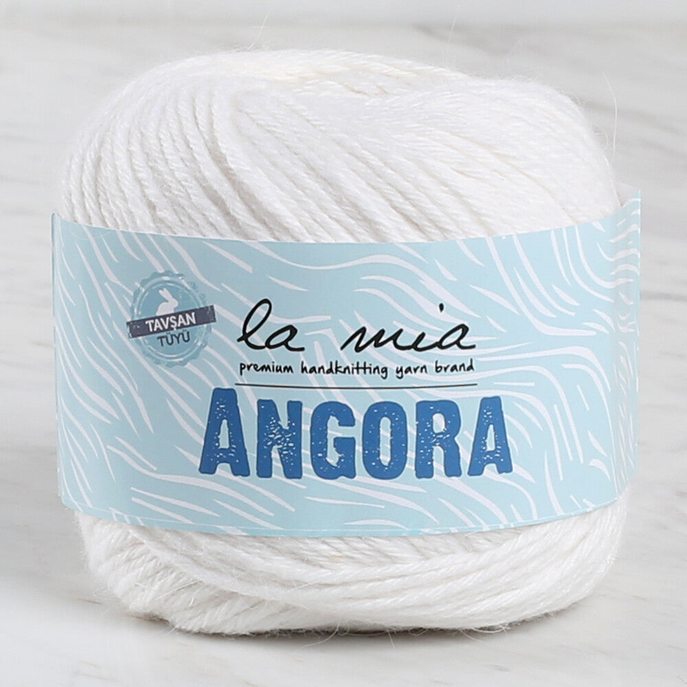 La Mia Angora 50gr Hand Knitting Yarn, White - L001
