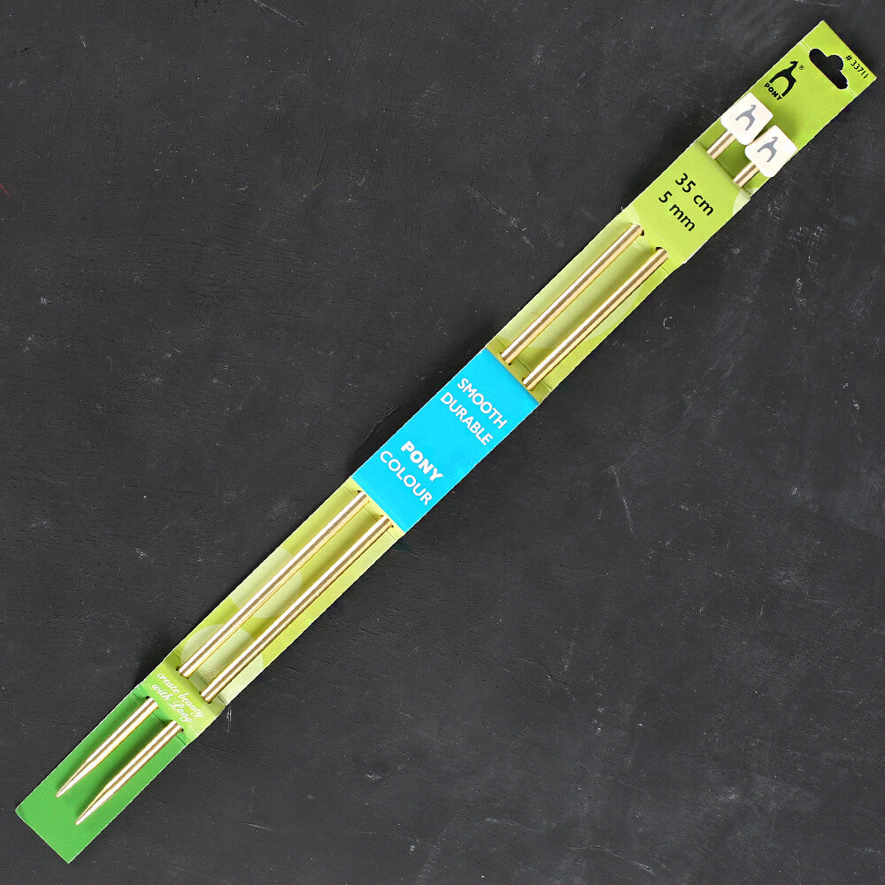Pony Colour 5 mm 35 cm Aluminum Knitting Needle, Gold - 33711