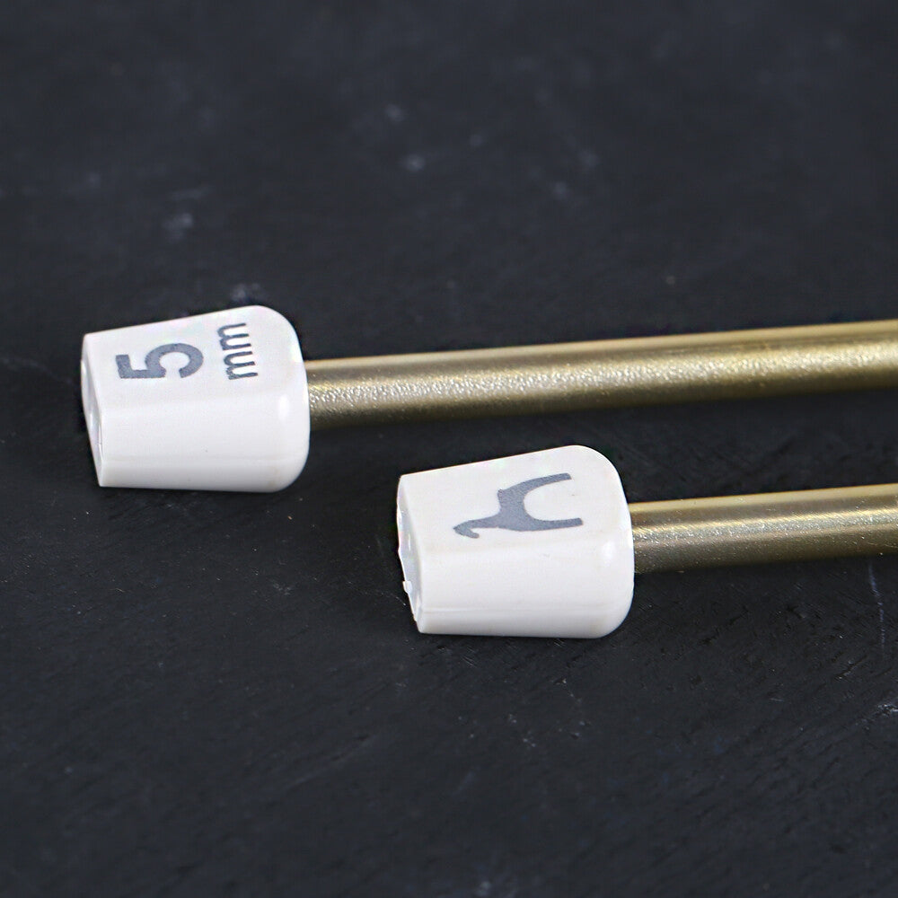 Pony Colour 5 mm 35 cm Aluminum Knitting Needle, Gold - 33711