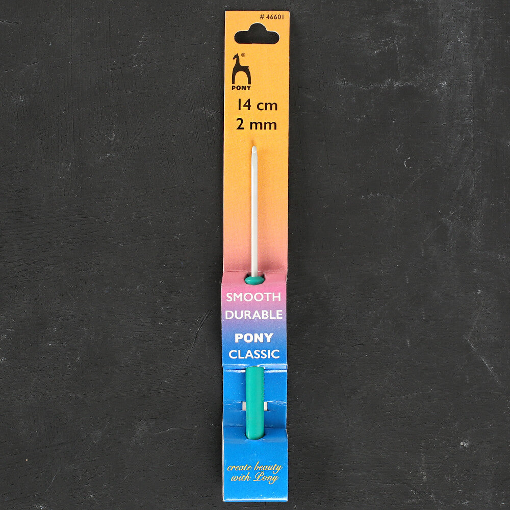 Pony 2 mm 14 cm Plastic Handled Crochet Hook, Green - 46601