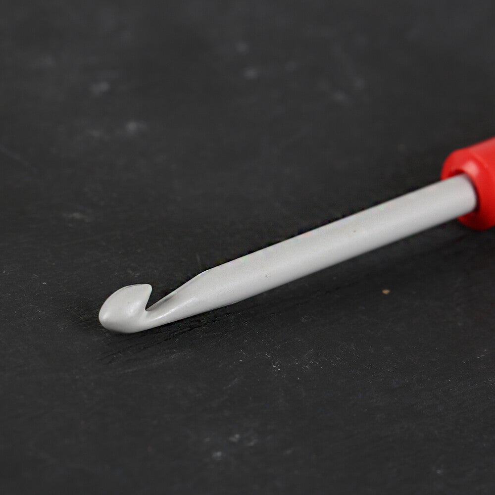 Pony 4.5 mm 14 cm Aluminium Crochet Hook with Handle, Red - 46606