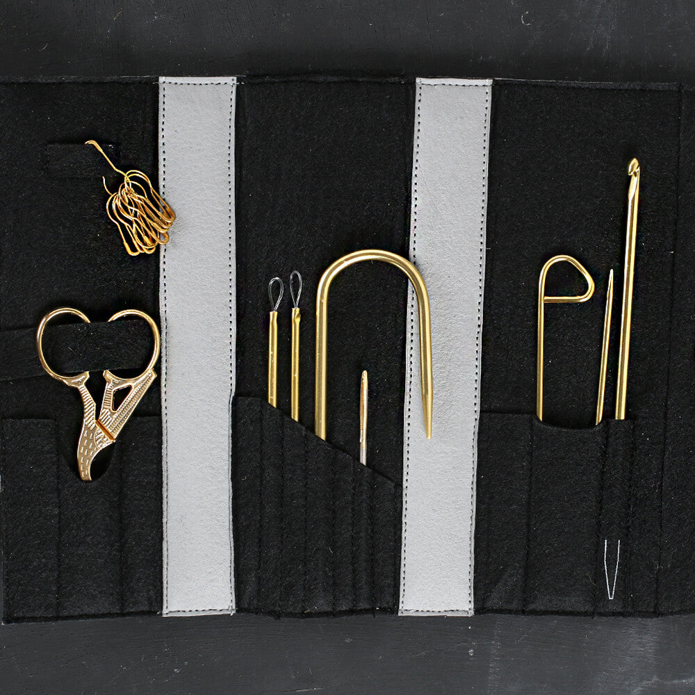 Pony Chazidra Felt Case with Knitting Accessories, Grey - 61056