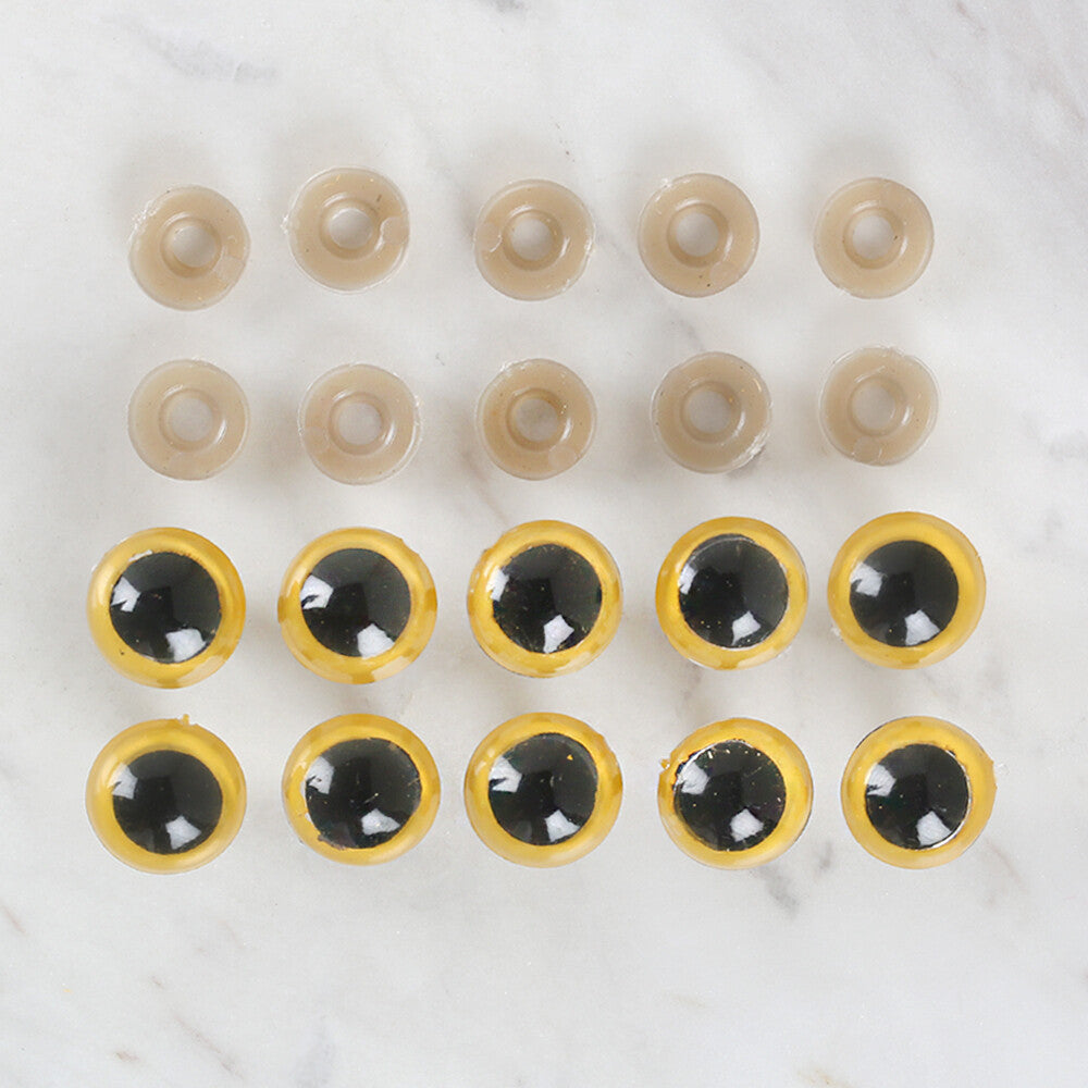 Loren 14 mm 5 Pairs Amigurumi Safety Plastic Eyes, Light Yellow