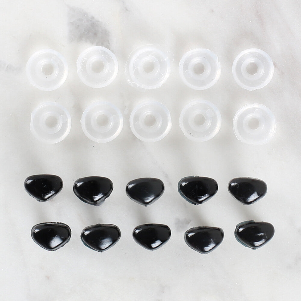 Loren 10-Pack 7mm Plastic Safety Amigurumi Nose, Black