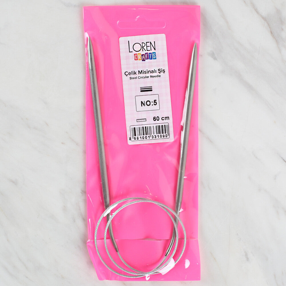 Loren Crafts 5mm 60 cm Steel Circular Needle