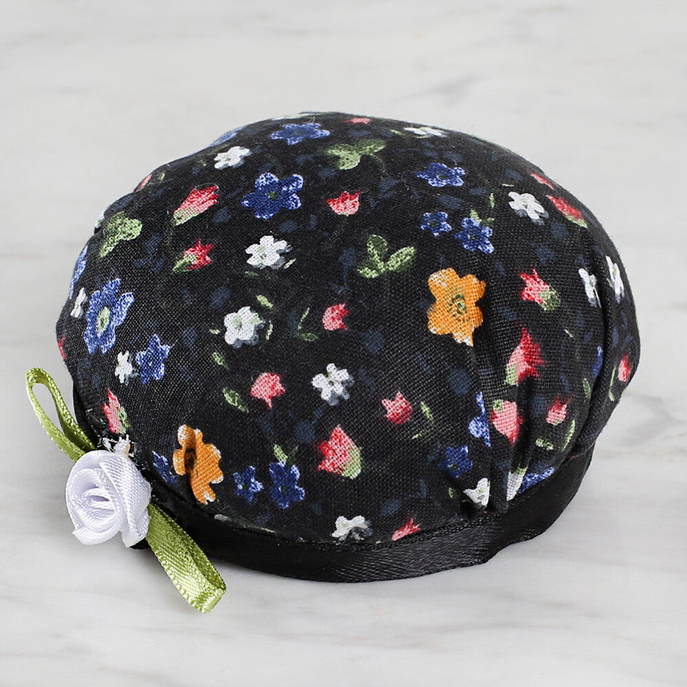 Loren Arm Pincushion, Flower Patterned - Black