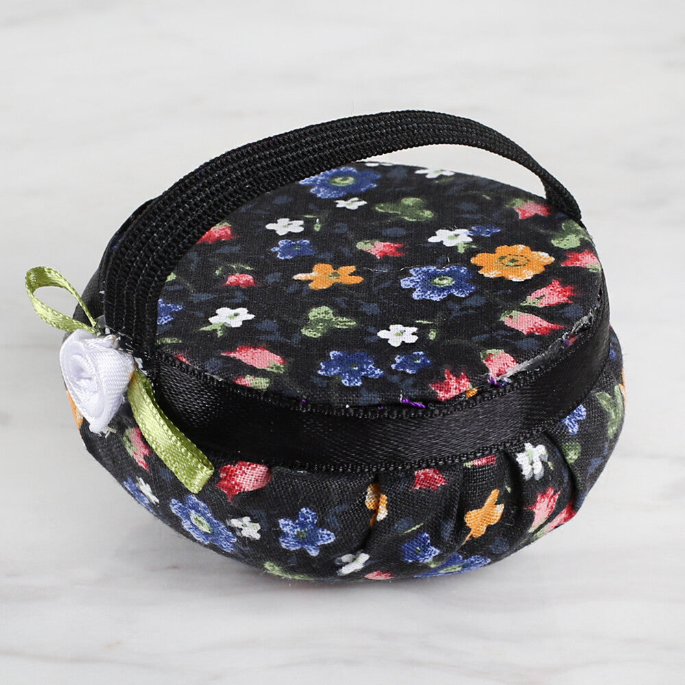 Loren Arm Pincushion, Flower Patterned - Black