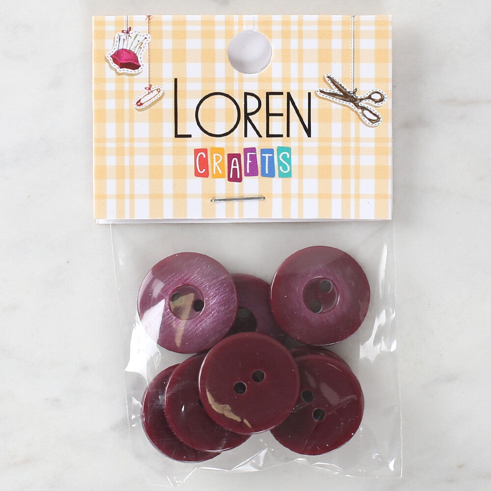 Loren Crafts 8 Pack Button, Cherry - 1151