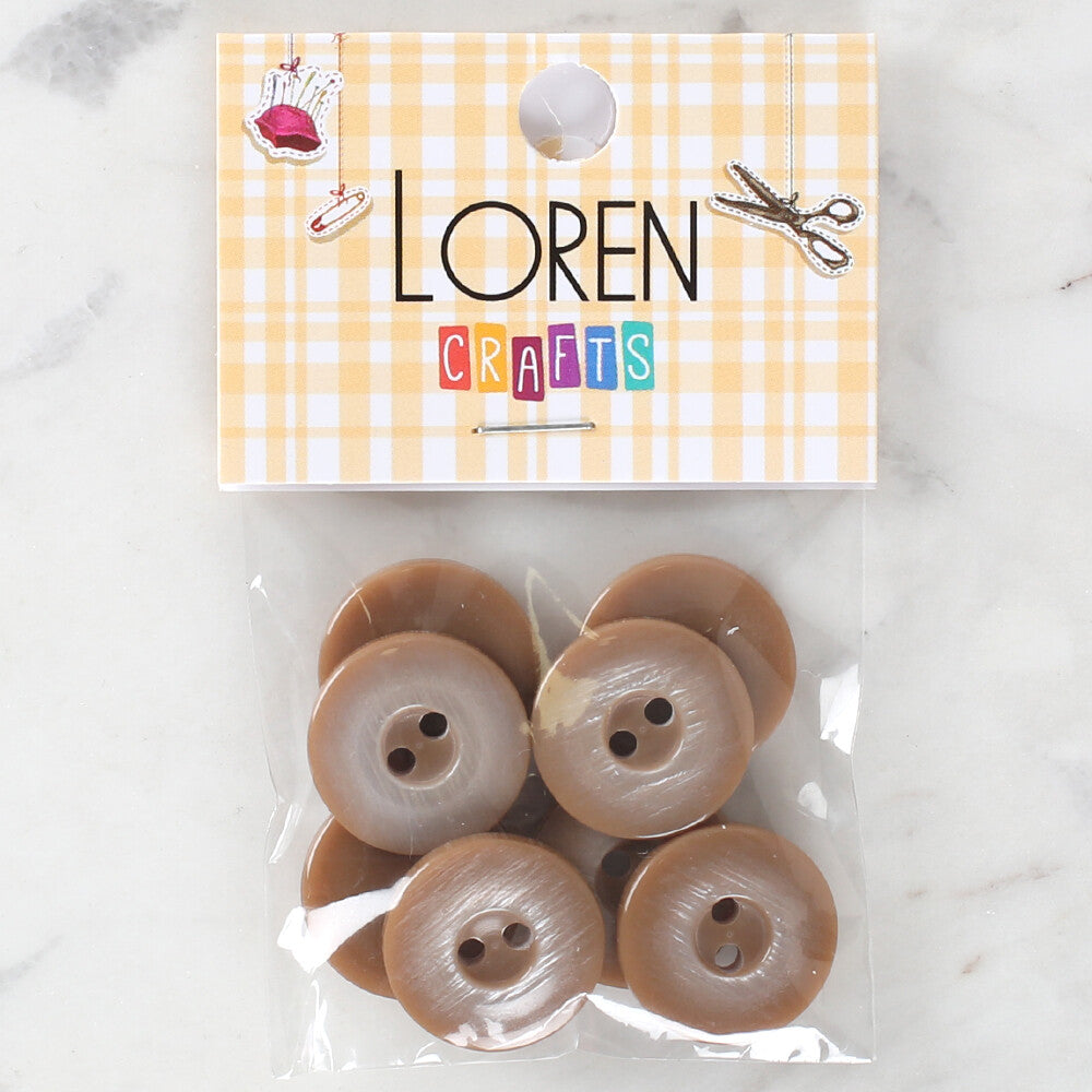 Loren Crafts 8 Pack Button, Brown - 1150