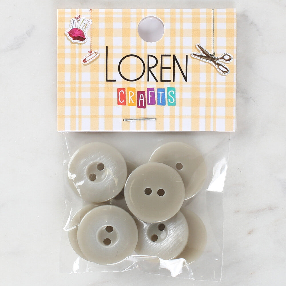 Loren Crafts 8 Pack Button, Grey - 1147