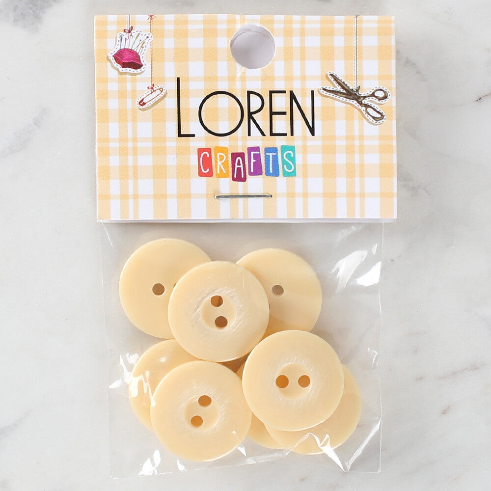Loren Crafts 8 Pack Button, Cream - 1144