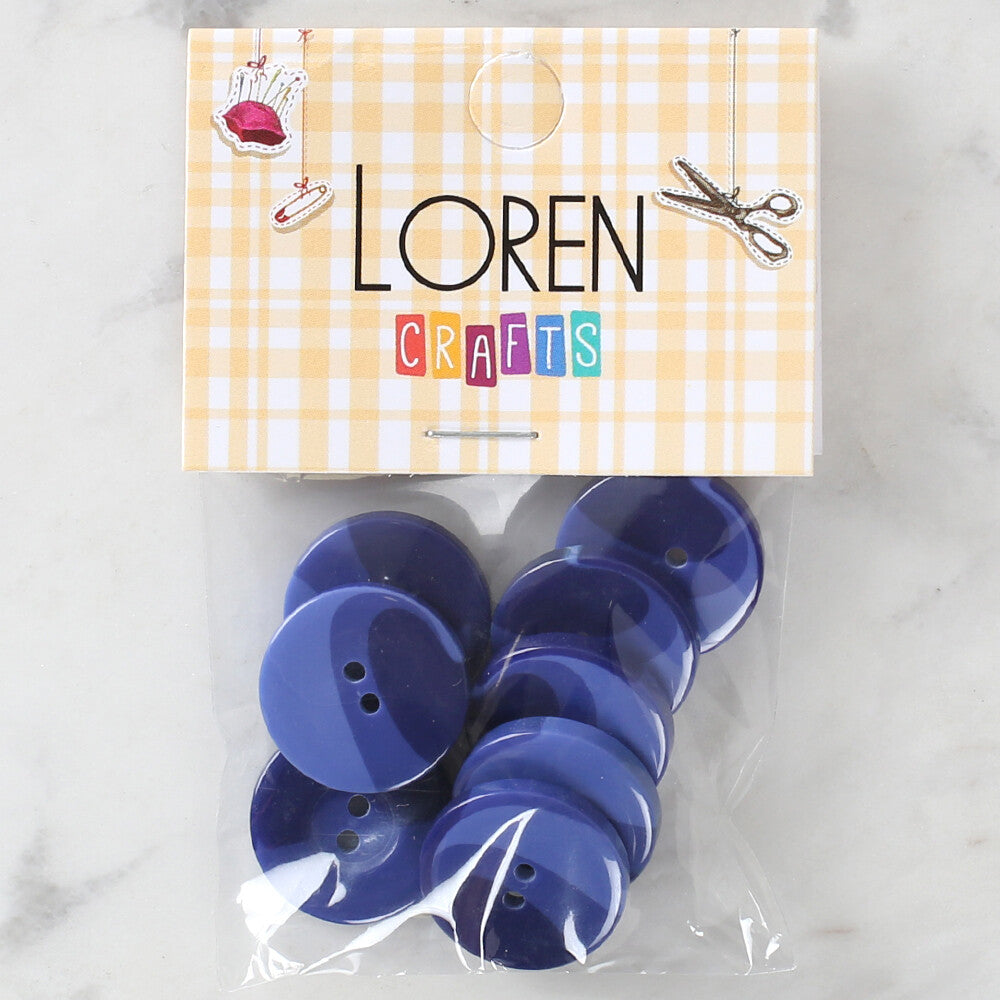 Loren Crafts 8 Pack Button, Blue - 1133