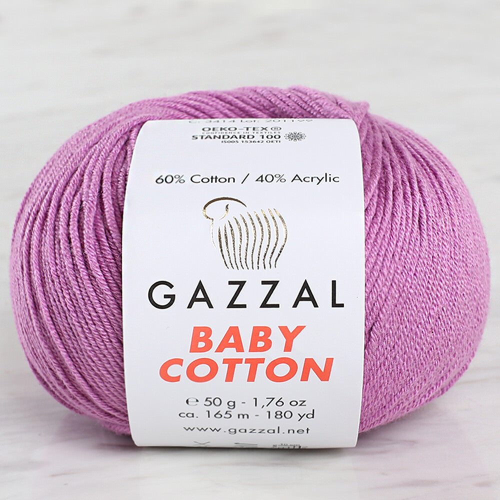 Gazzal Baby Cotton Knitting Yarn, Lilac - 3414