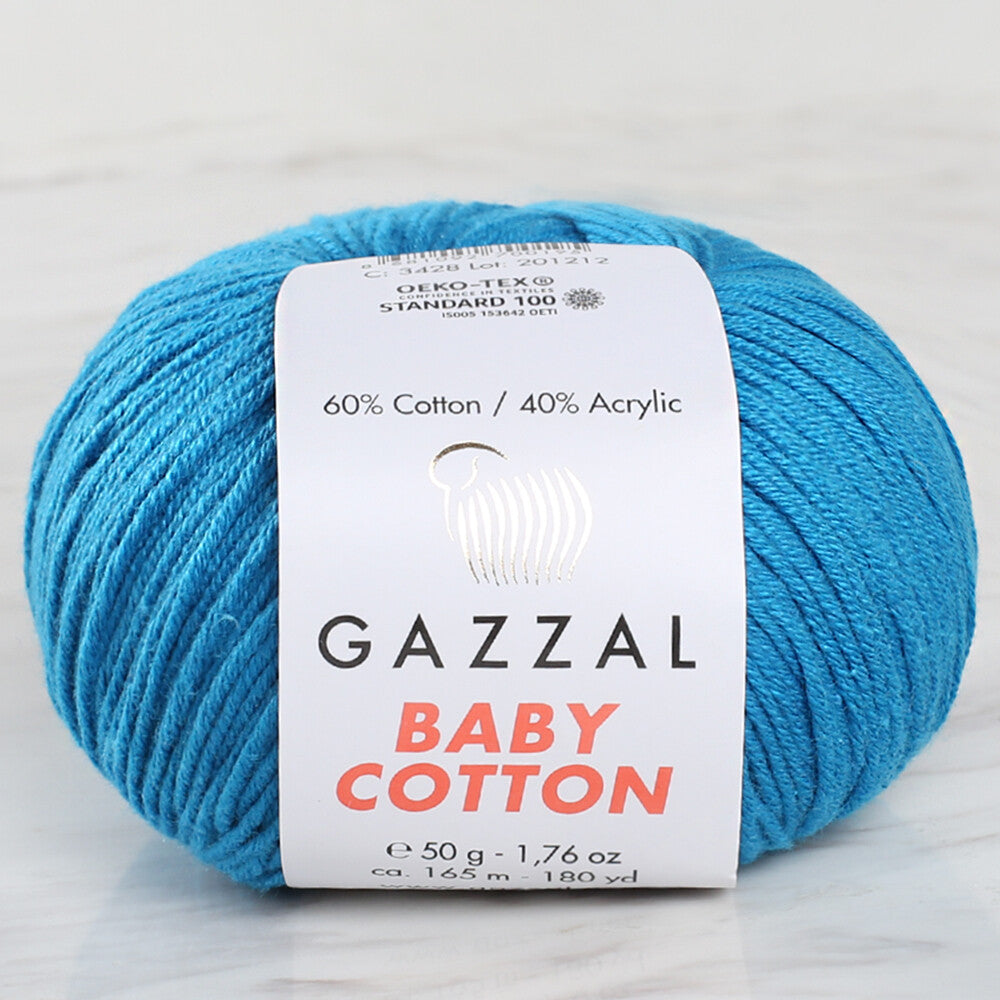 Gazzal Baby Cotton Knitting Yarn, Blue - 3428