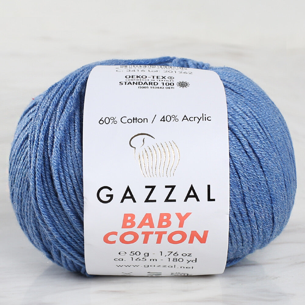 Gazzal Baby Cotton Knitting Yarn, Blue - 3431