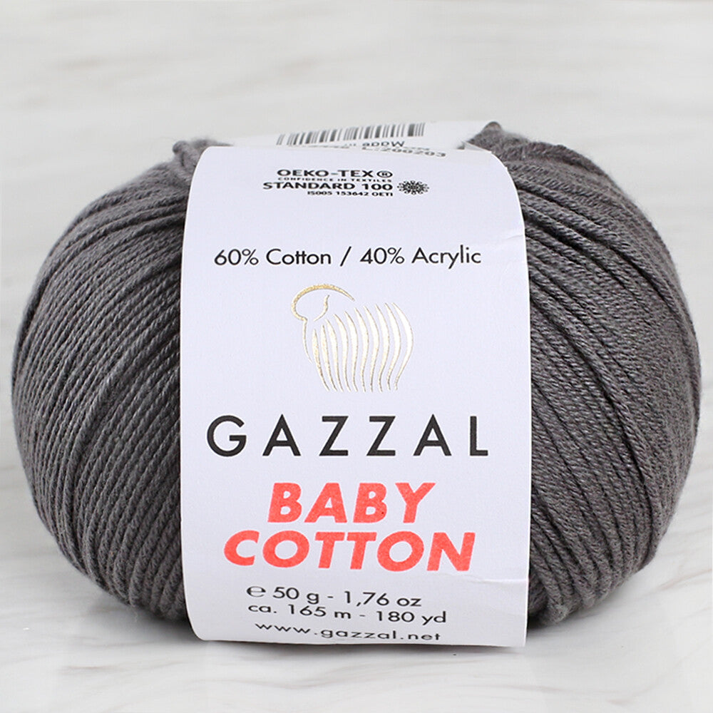 Gazzal Baby Cotton Knitting Yarn, Smoked Grey - 3450