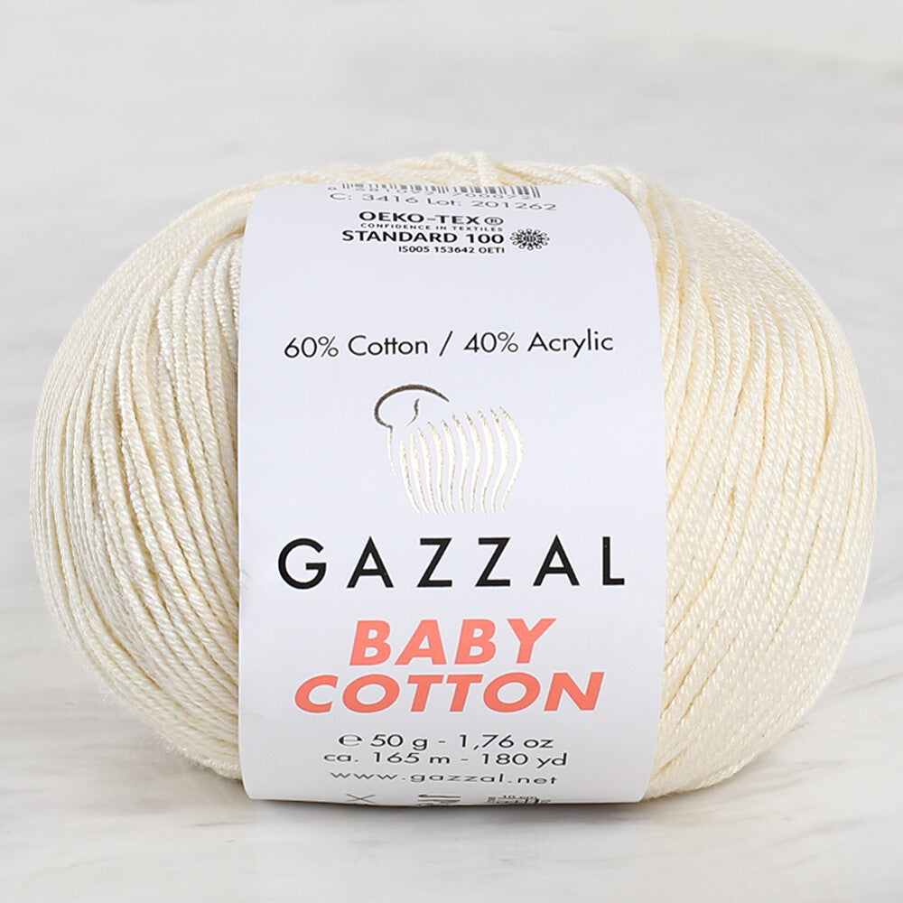 Gazzal Baby Cotton Knitting Yarn, Cream- 3437