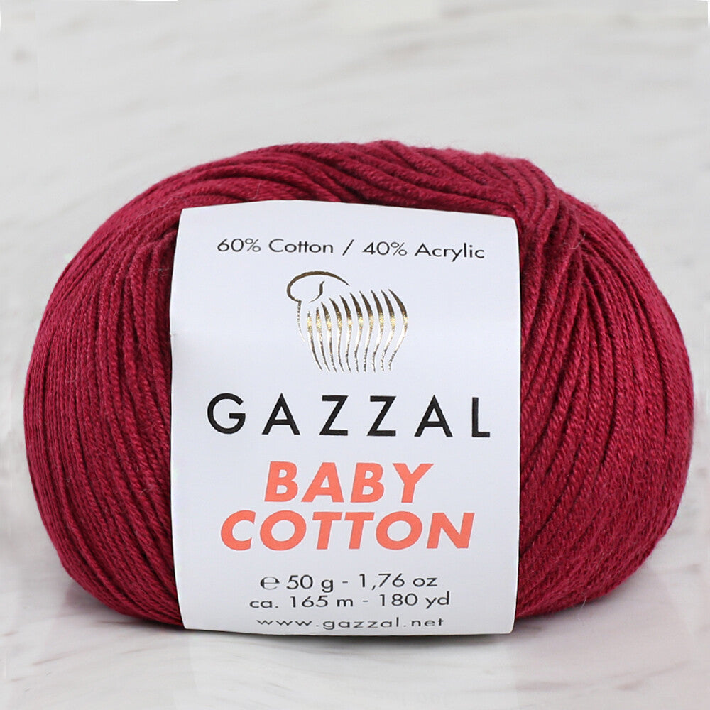 Gazzal Baby Cotton Knitting Yarn, Claret - 3442