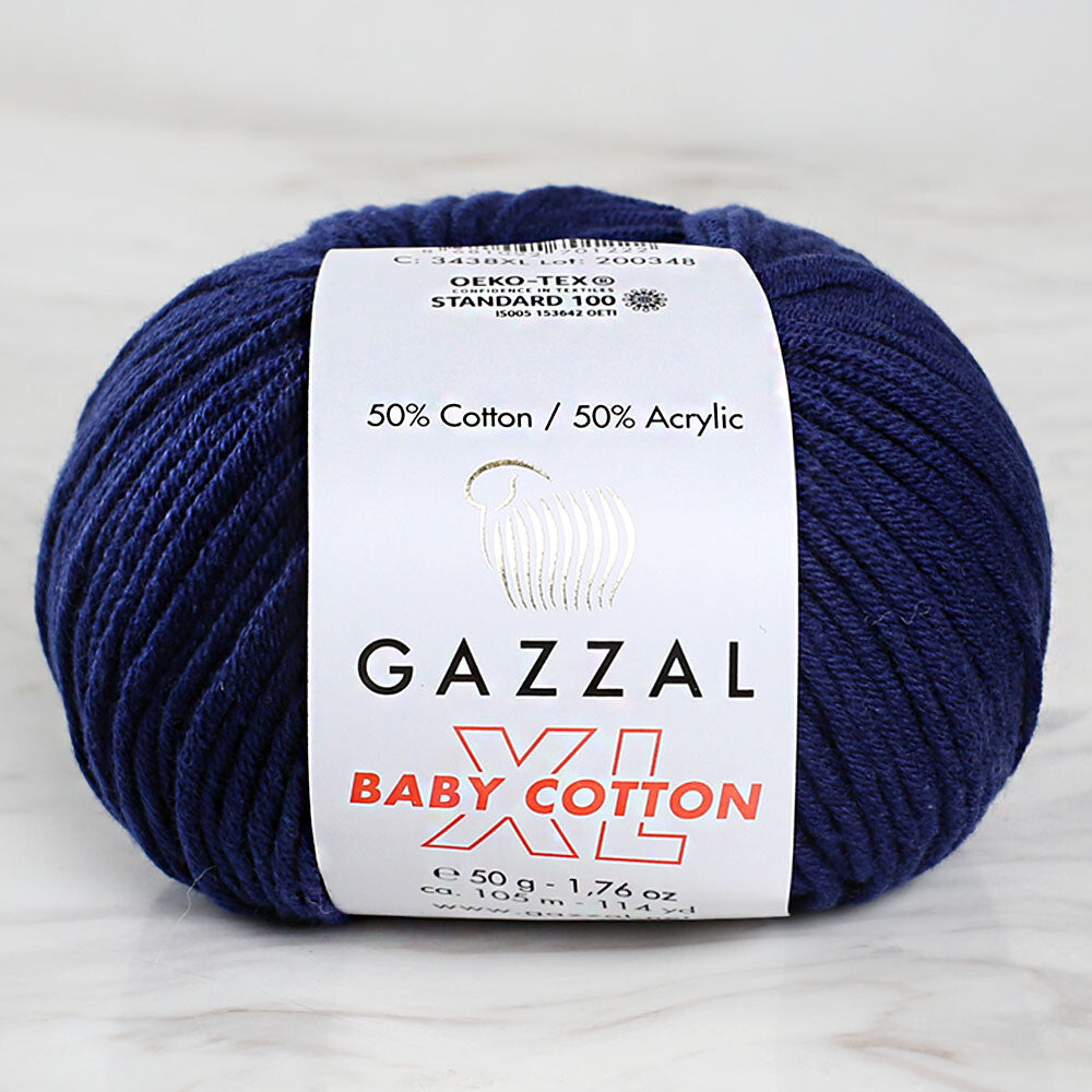 Gazzal Baby Cotton XL Baby Yarn, Navy Blue - 3438XL