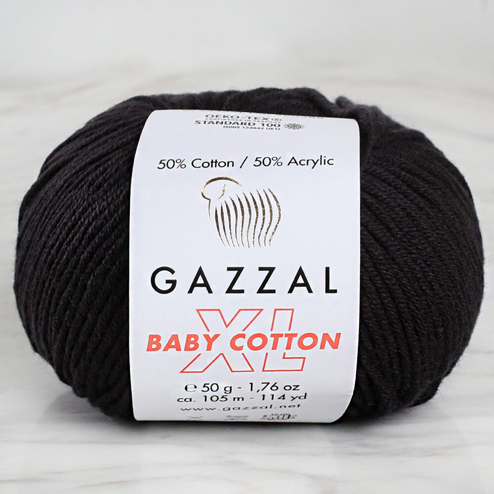 Gazzal Baby Cotton XL Baby Yarn, Black - 3433XL