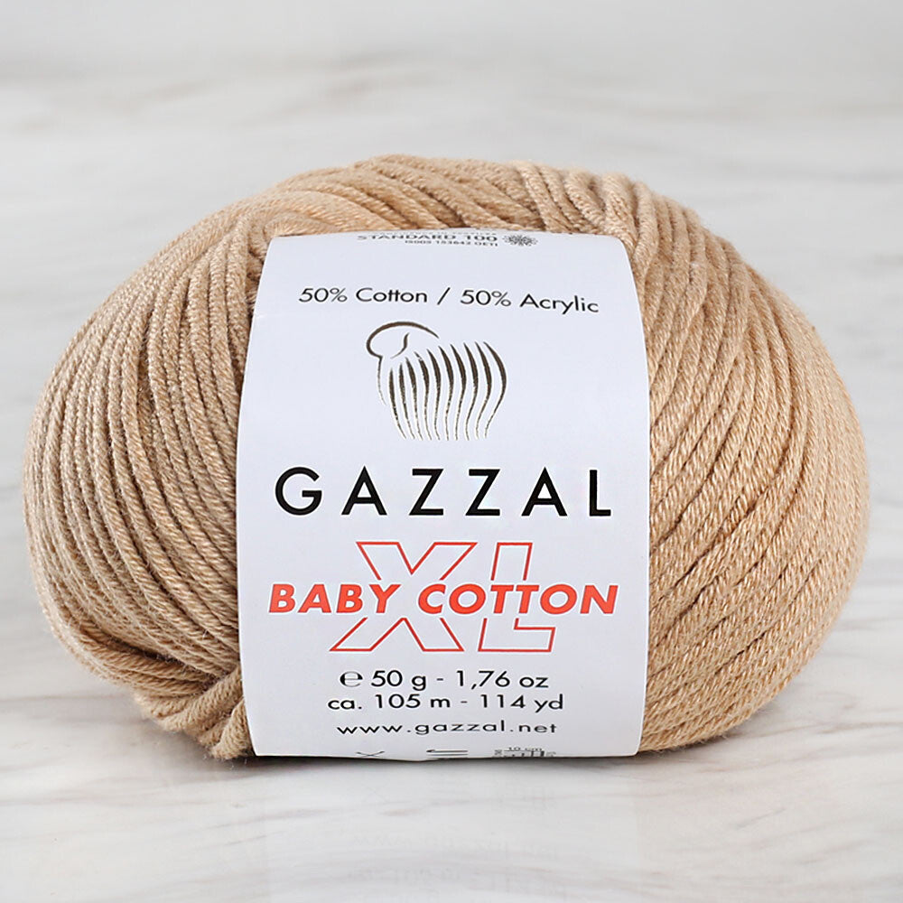 Gazzal Baby Cotton XL Knitting Yarn, Beige 3424