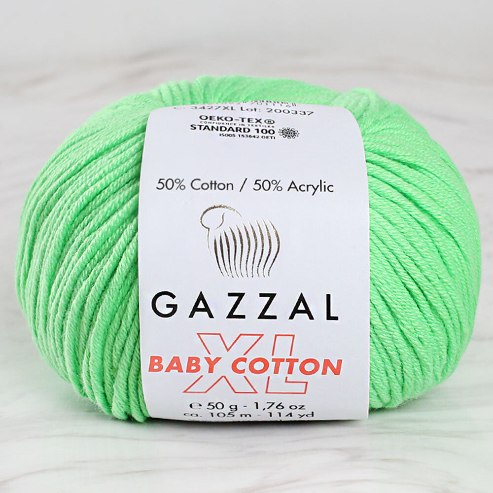 Gazzal Baby Cotton XL Baby Yarn, Green - 3427XL