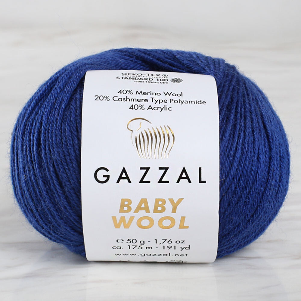 Gazzal Baby Wool Knitting Yarn, Navy Blue - 802
