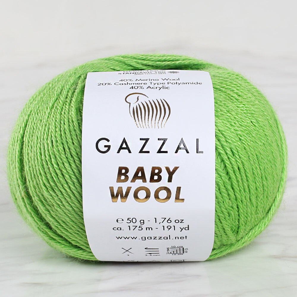 Gazzal Baby Wool Knitting Yarn, Green - 821