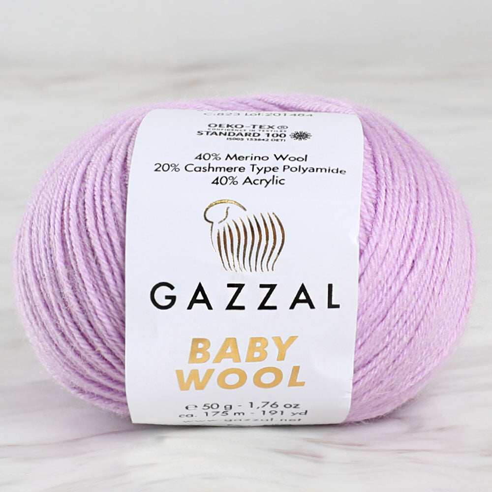 Gazzal Baby Wool Knitting Yarn, Lilac - 823