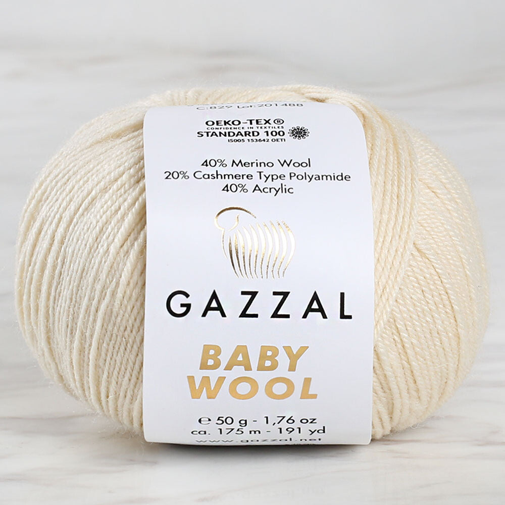 Gazzal Baby Wool Knitting Yarn, Beige - 829